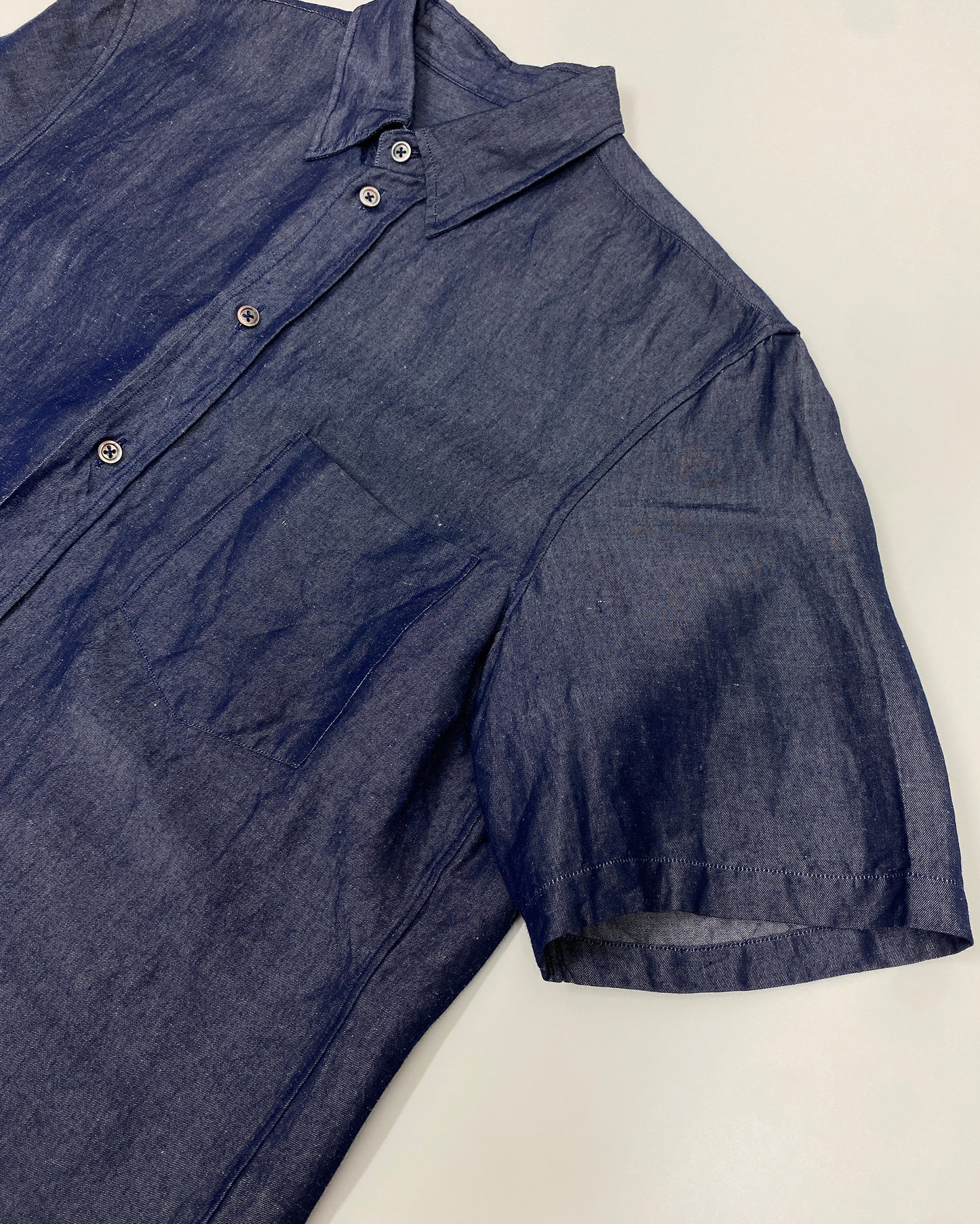 Jil Sander 2010s Ramie Relaxed Fit Blouse Top Blue
