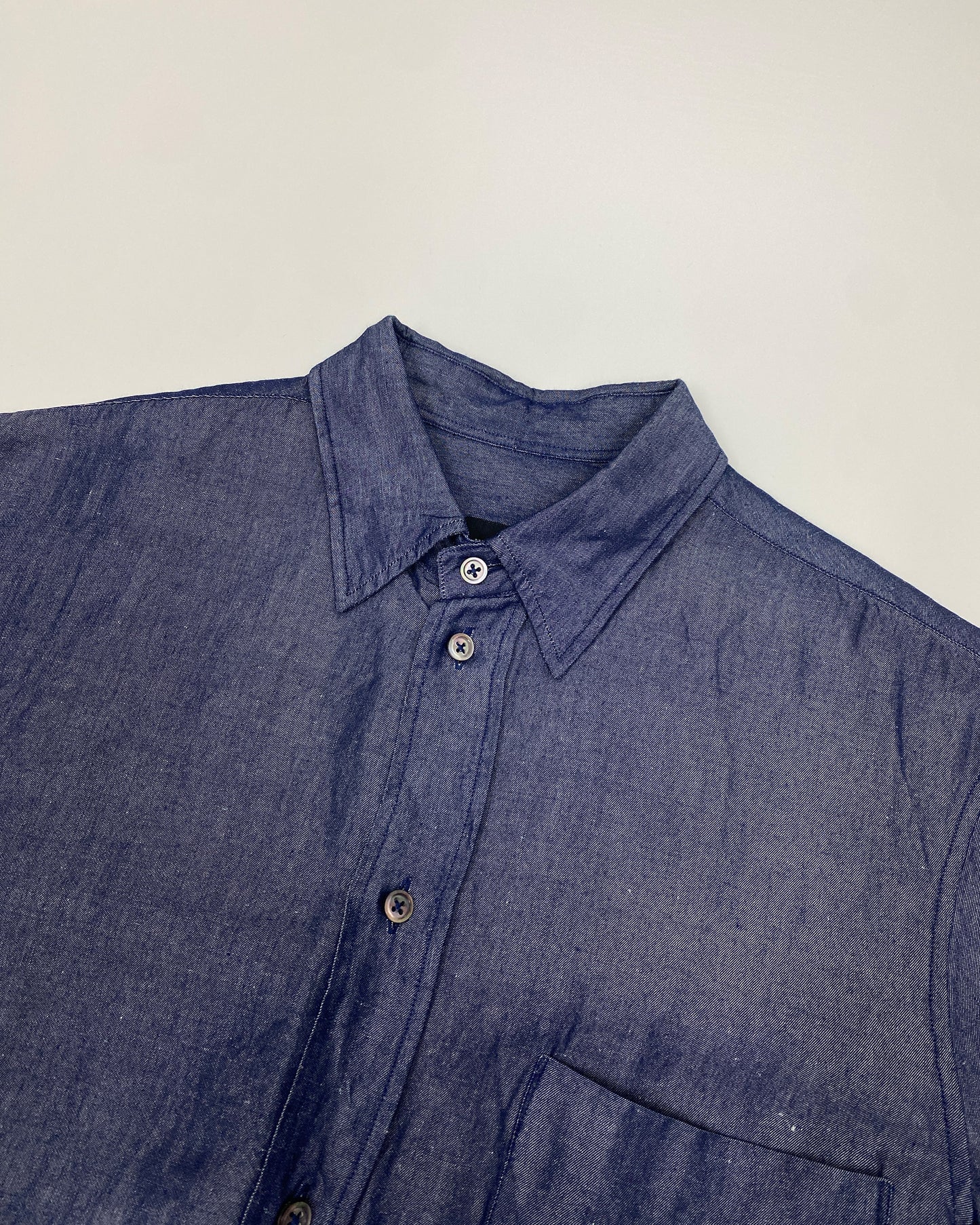 Jil Sander 2010s Ramie Relaxed Fit Blouse Top Blue