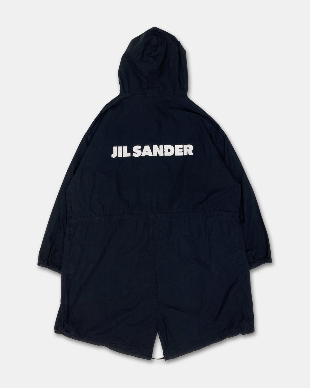 Jil Sander AW2020 Hooded Logo Fishtail Coat Navy