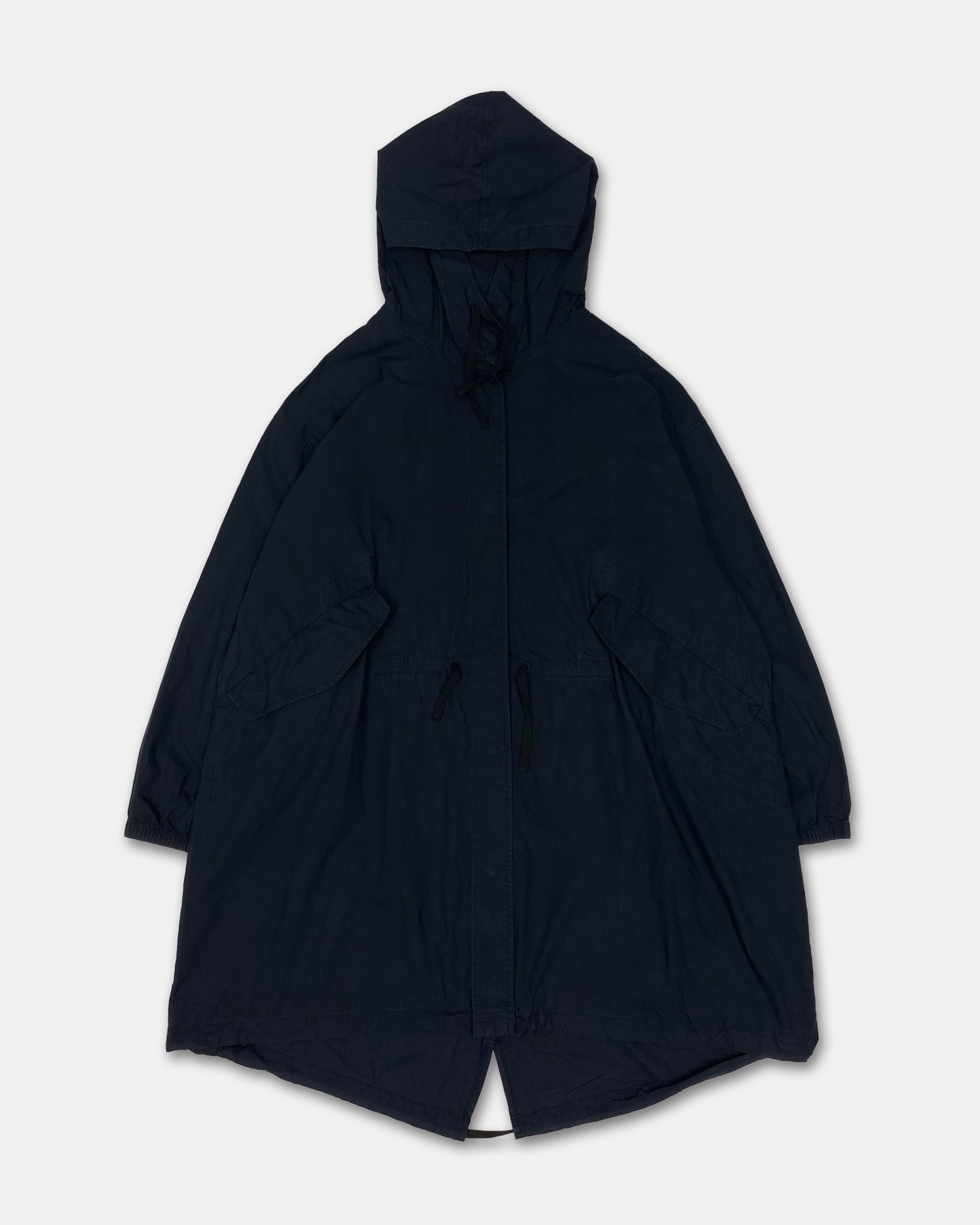 Jil Sander AW2020 Hooded Logo Fishtail Coat Navy