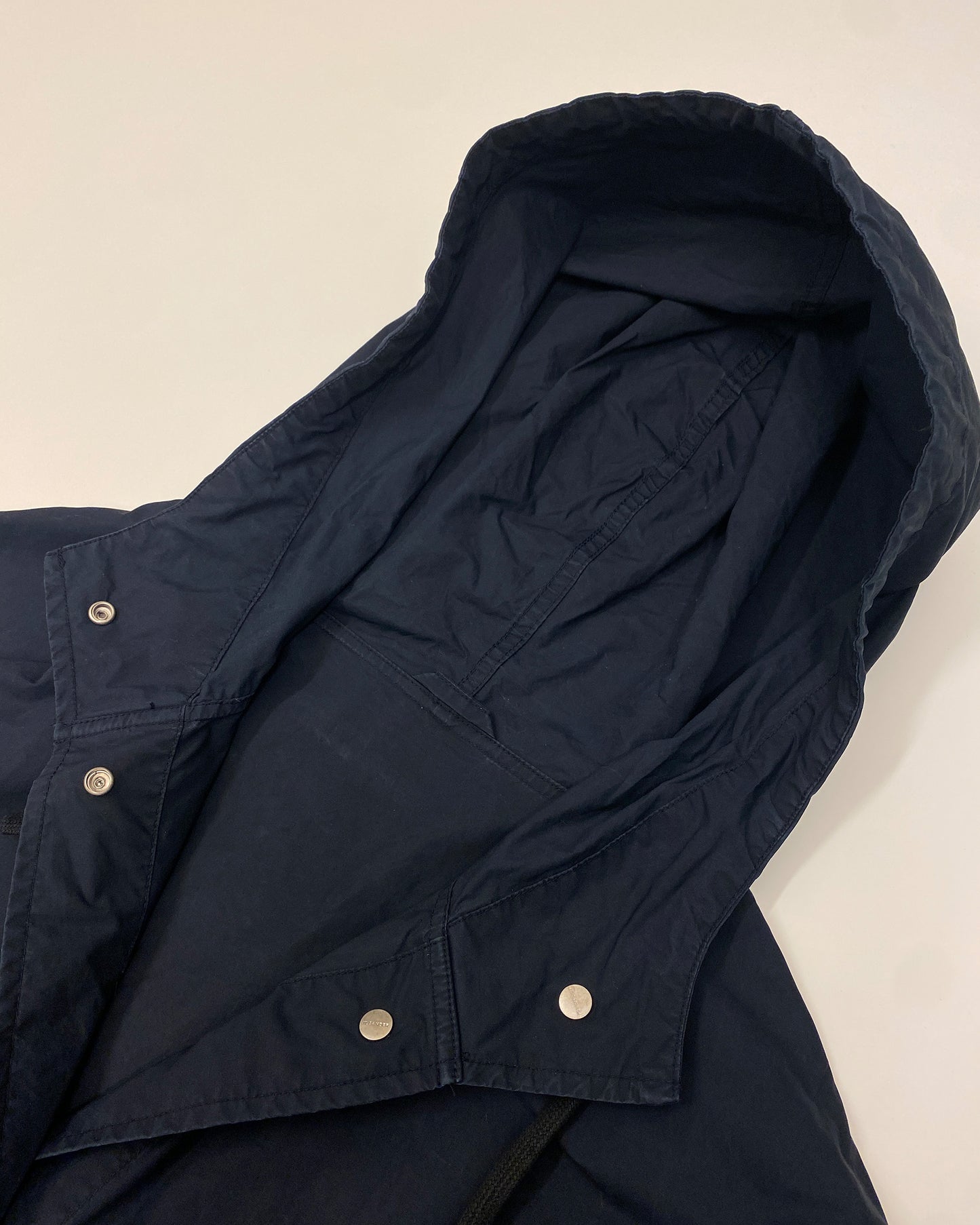 Jil Sander AW2020 Hooded Logo Fishtail Coat Navy