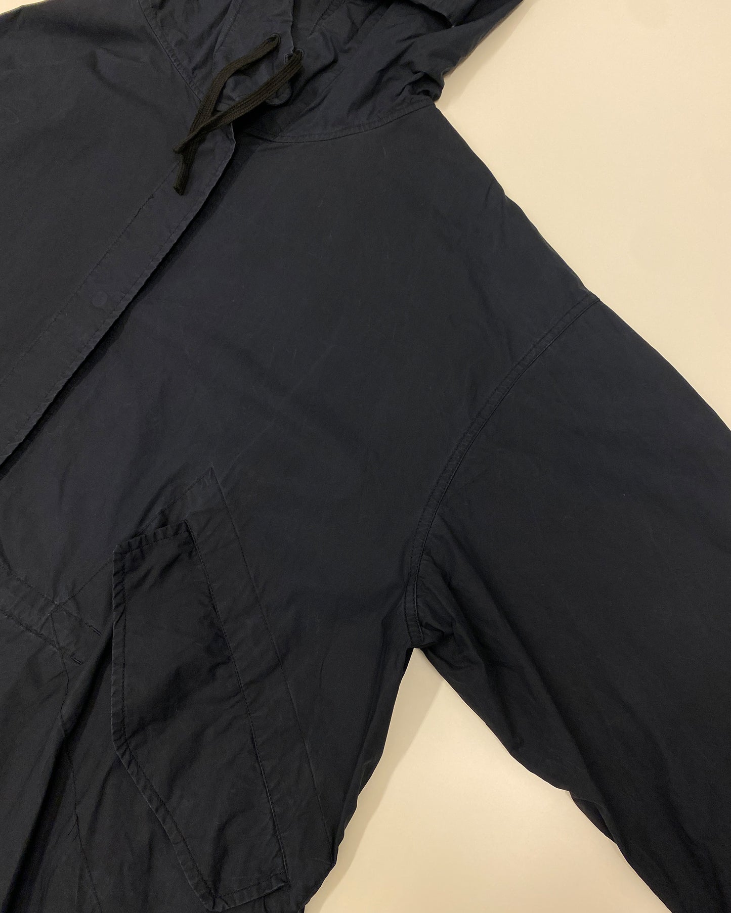 Jil Sander AW2020 Hooded Logo Fishtail Coat Navy