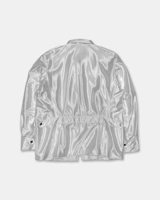Jil Sander 1980s Shimmer Netting Jacket White Silver