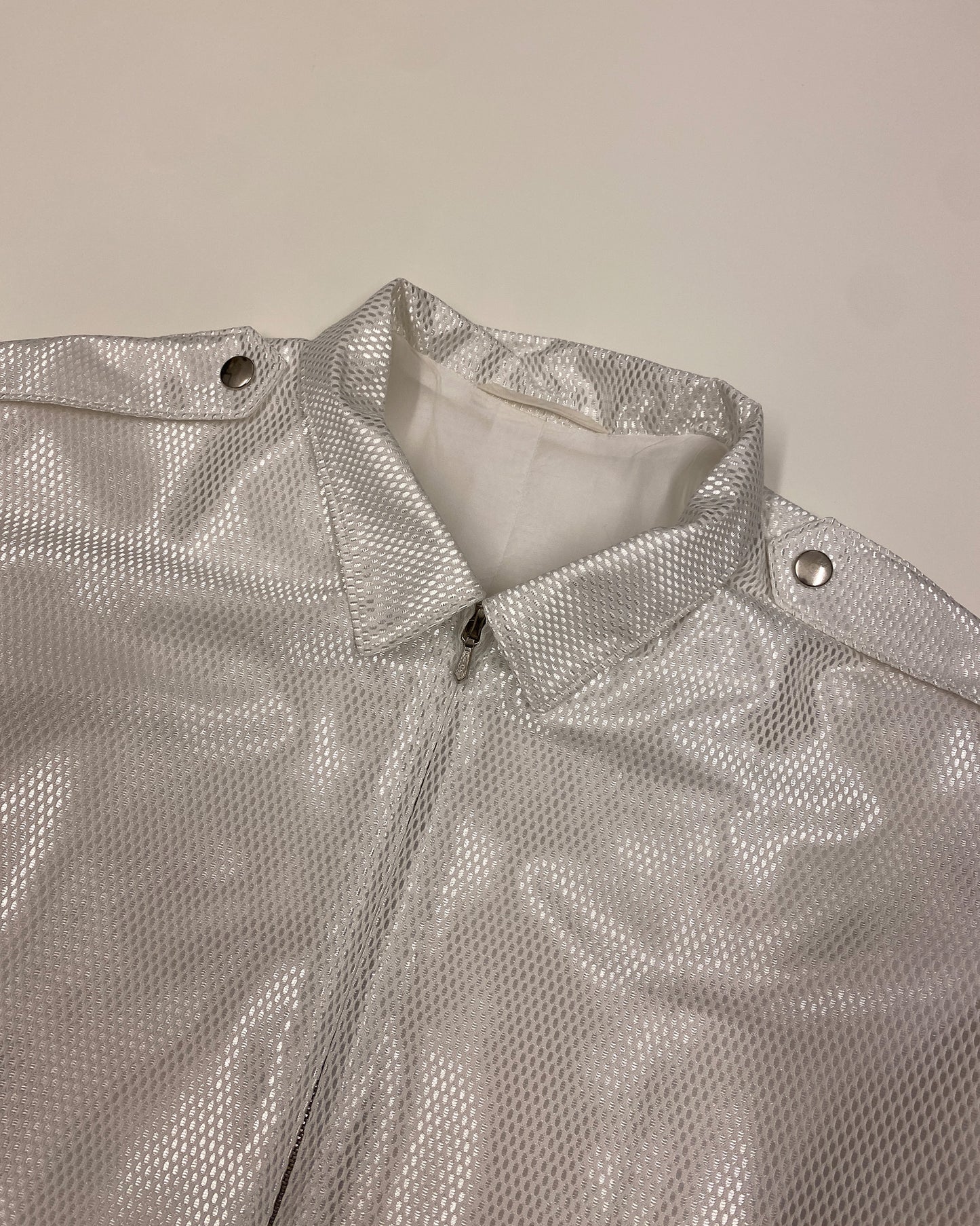 Jil Sander 1980s Shimmer Netting Jacket White Silver