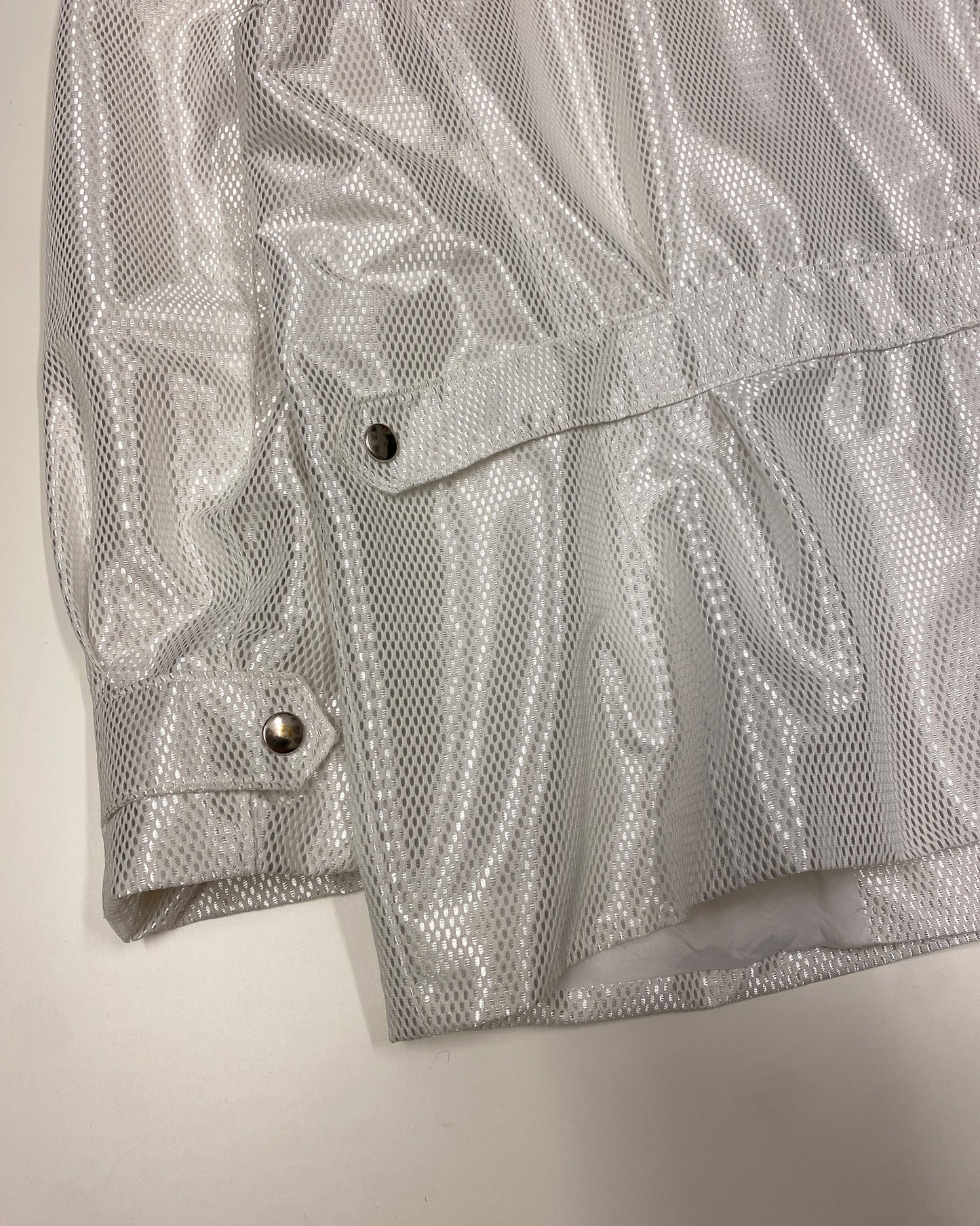 Jil Sander 1980s Shimmer Netting Jacket White Silver