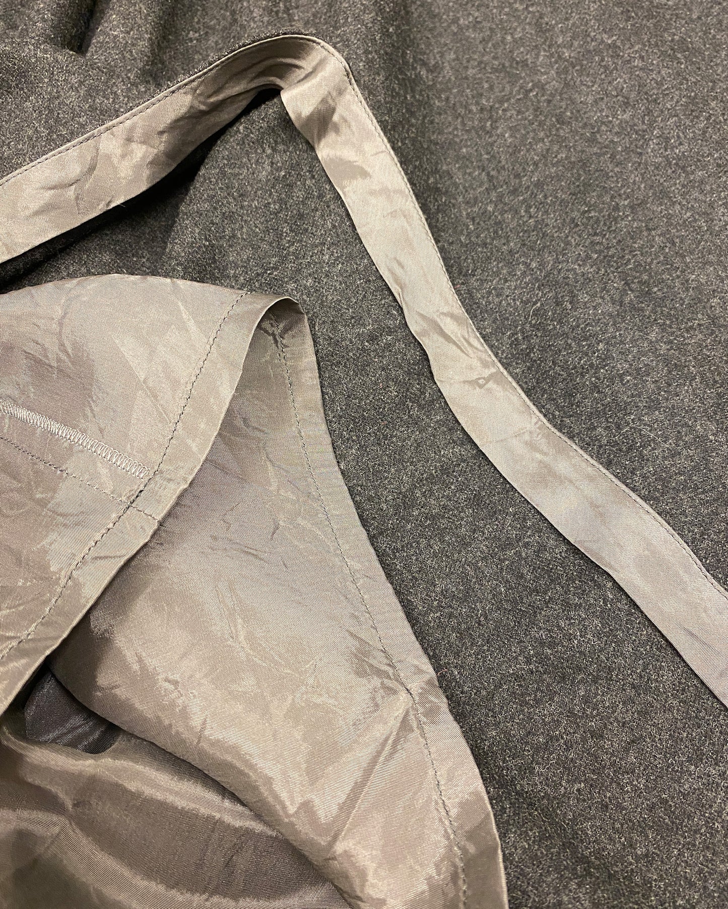 Jil Sander 2000s Gathered Wool Cashmere Tank Dress Dark Grey