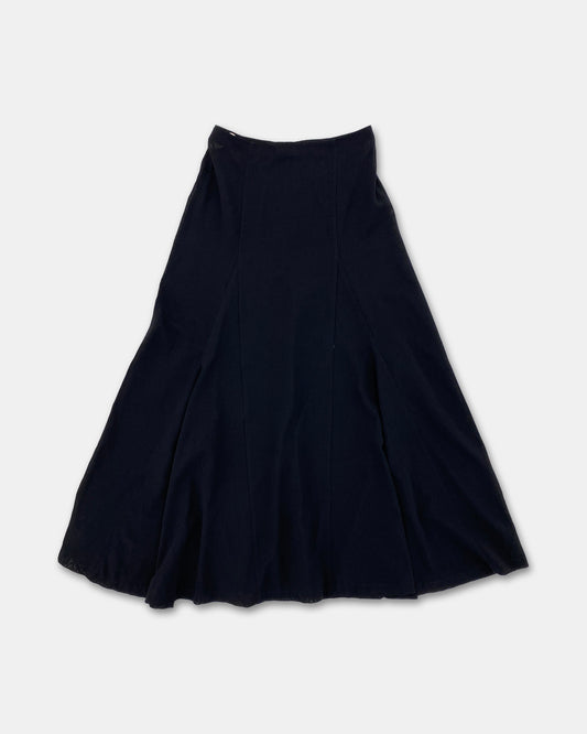 Jil Sander 1980s Virgin Wool Maxi Skirt Navy