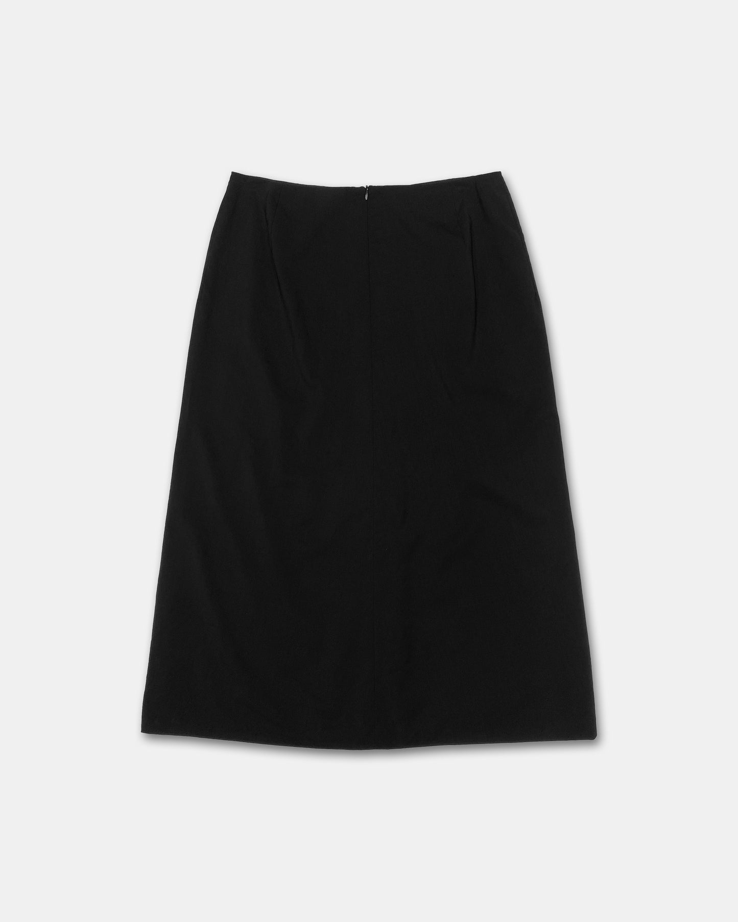 Jil Sander 2000s Front Slit Wool Midi Skirt Black