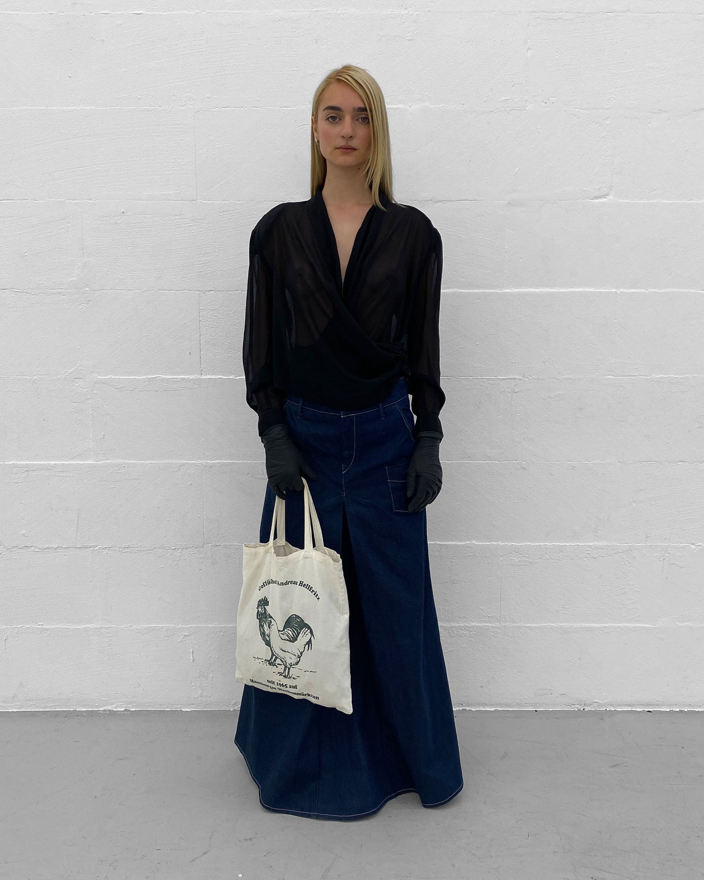 Vintage 1980s Geflügelhof Andreas Hellfritz Tote Bag White