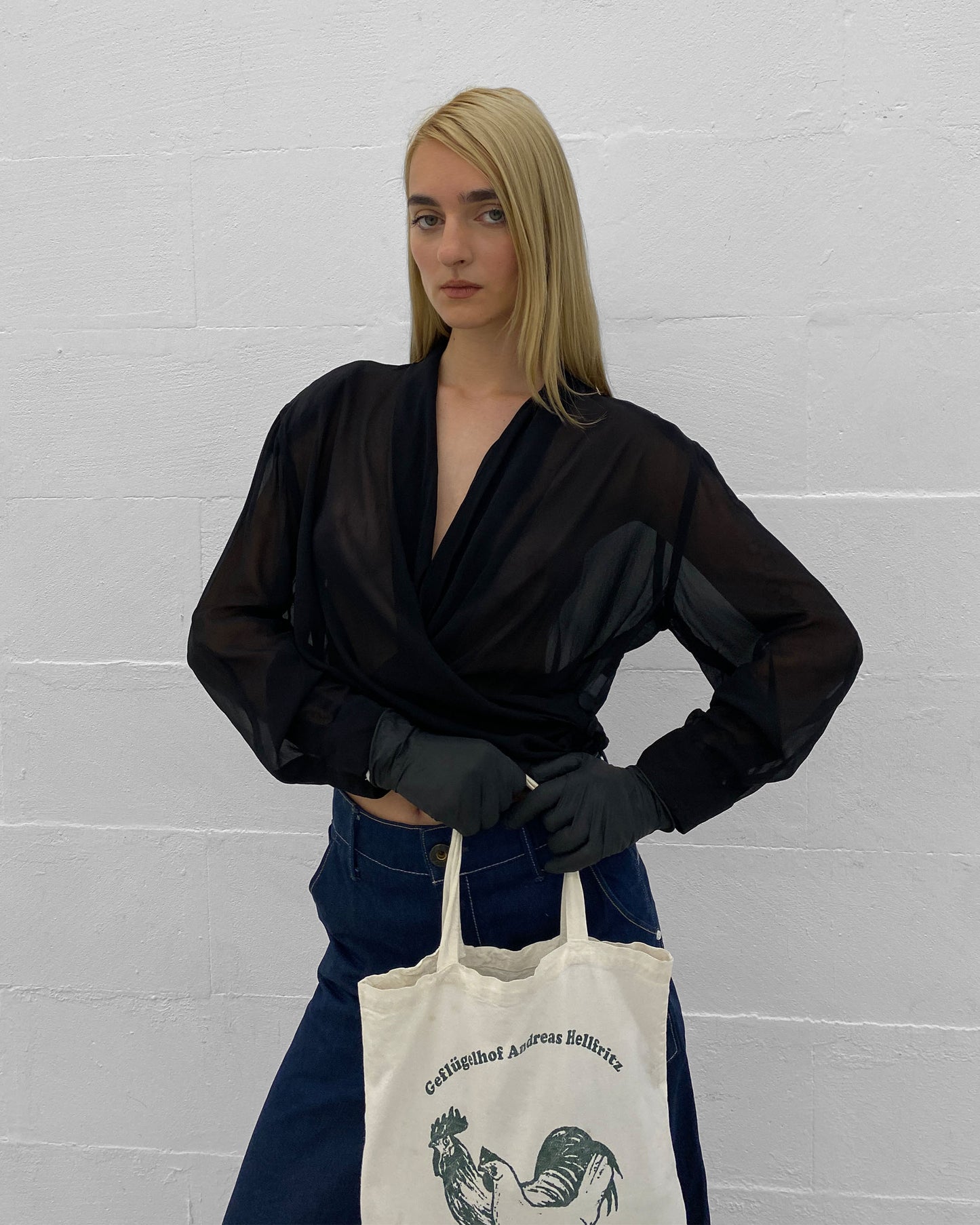 Vintage 1980s Geflügelhof Andreas Hellfritz Tote Bag White