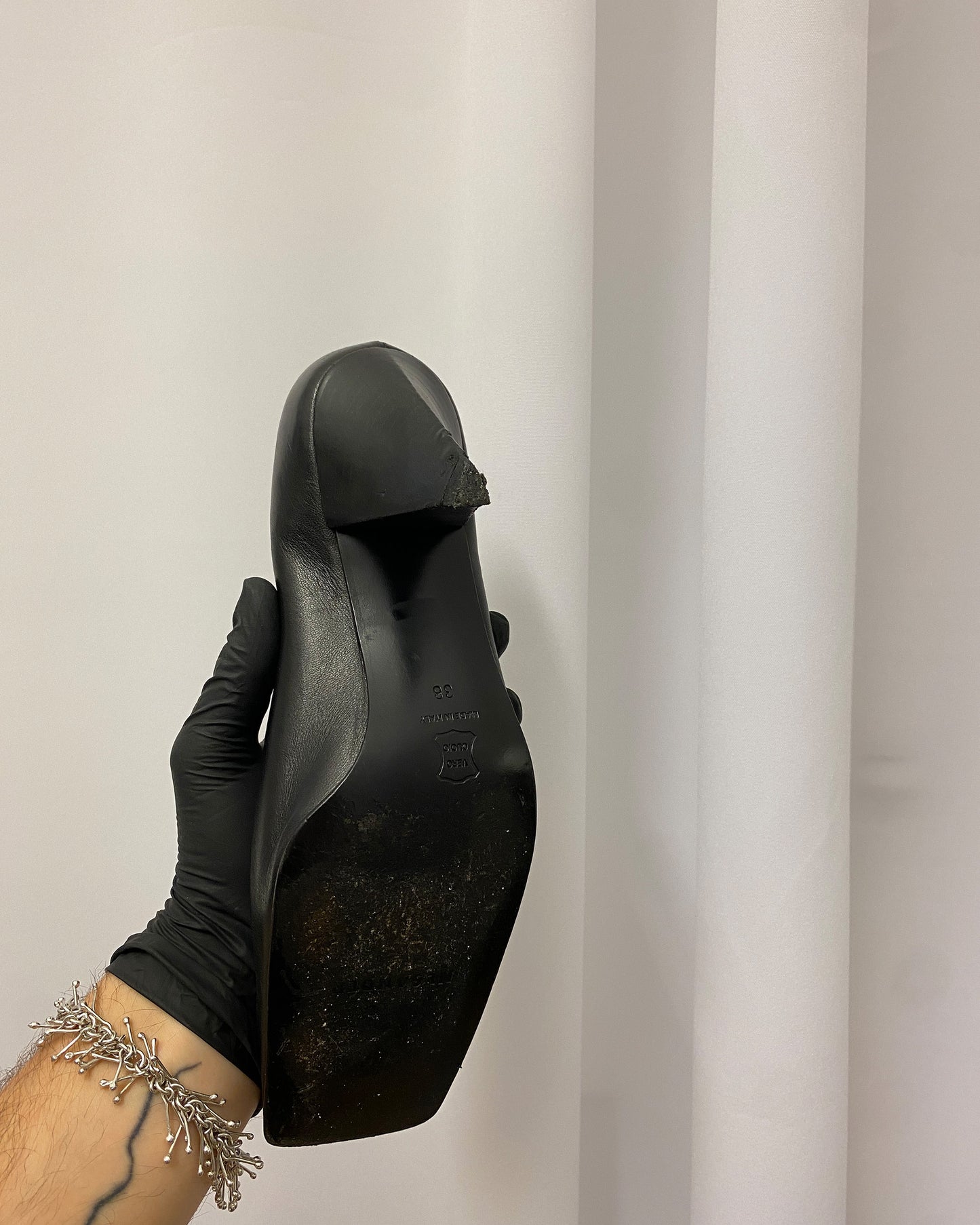 Jil Sander 1990s Square Toe Leather Heels Black