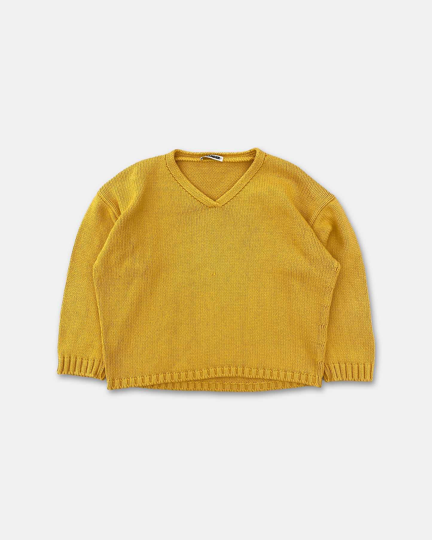 Jil Sander 1980er Übergroßer Baumwoll-Strickpullover Gelb 