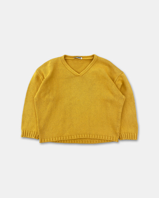 Jil Sander 1980s Oversized Cotton Knit Sweater Yellow