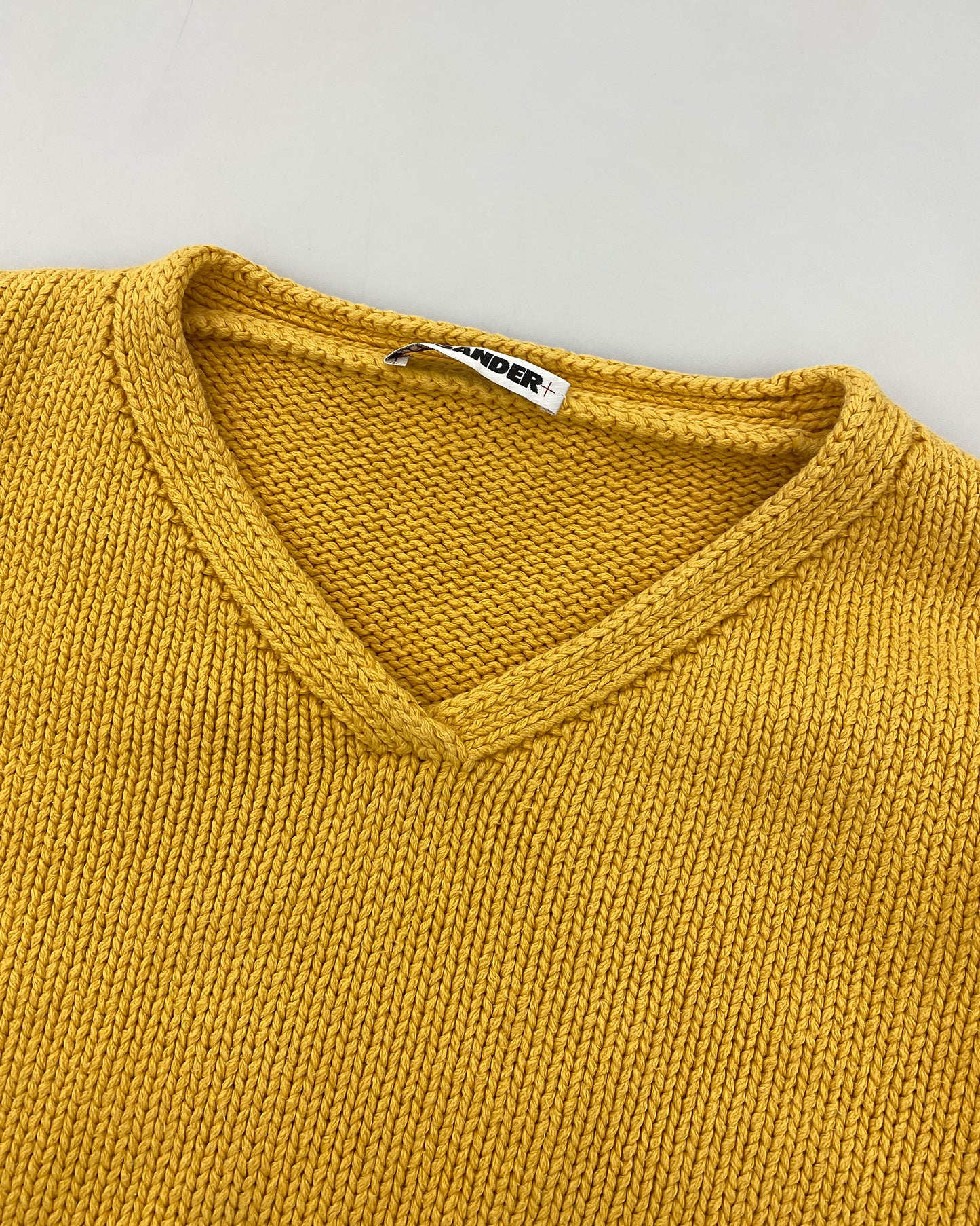 Jil Sander 1980er Übergroßer Baumwoll-Strickpullover Gelb 