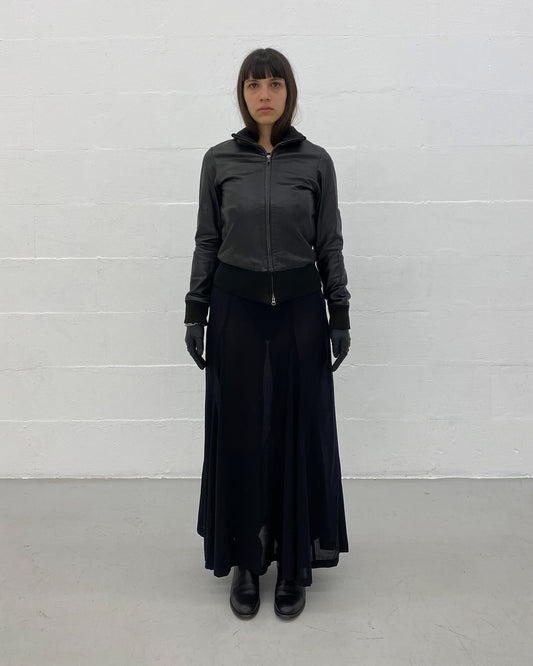 Jil Sander 1980s Virgin Wool Maxi Skirt Navy