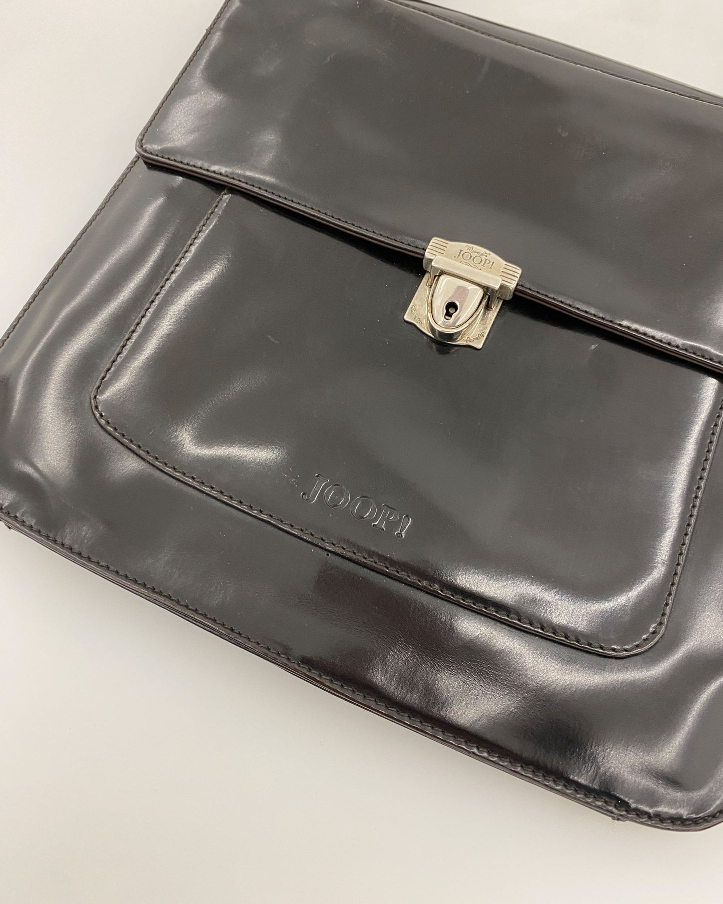 Joop! 2000s Handmade Leather Shoulder Bag Dark Brown