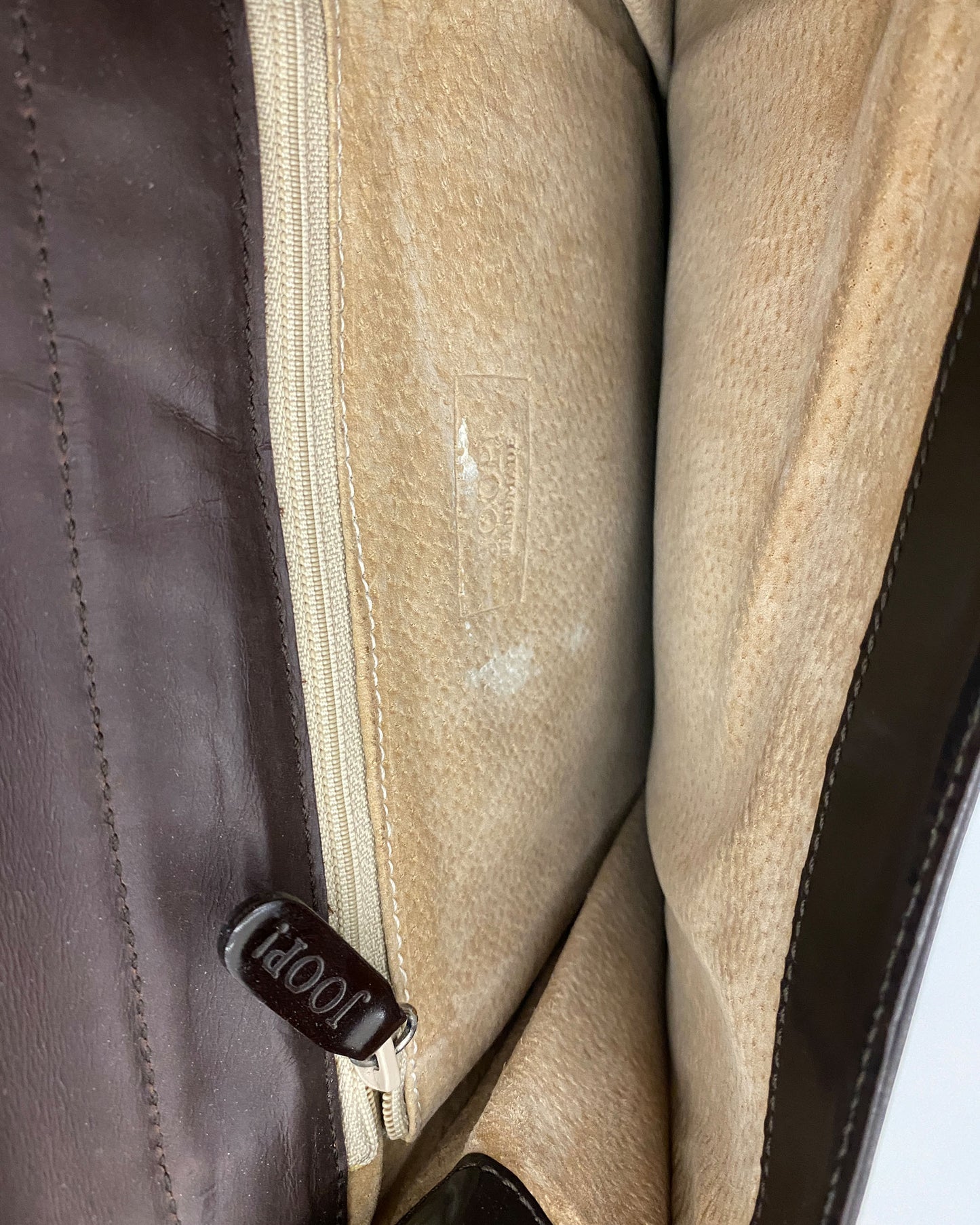 Joop! 2000s Handmade Leather Shoulder Bag Dark Brown
