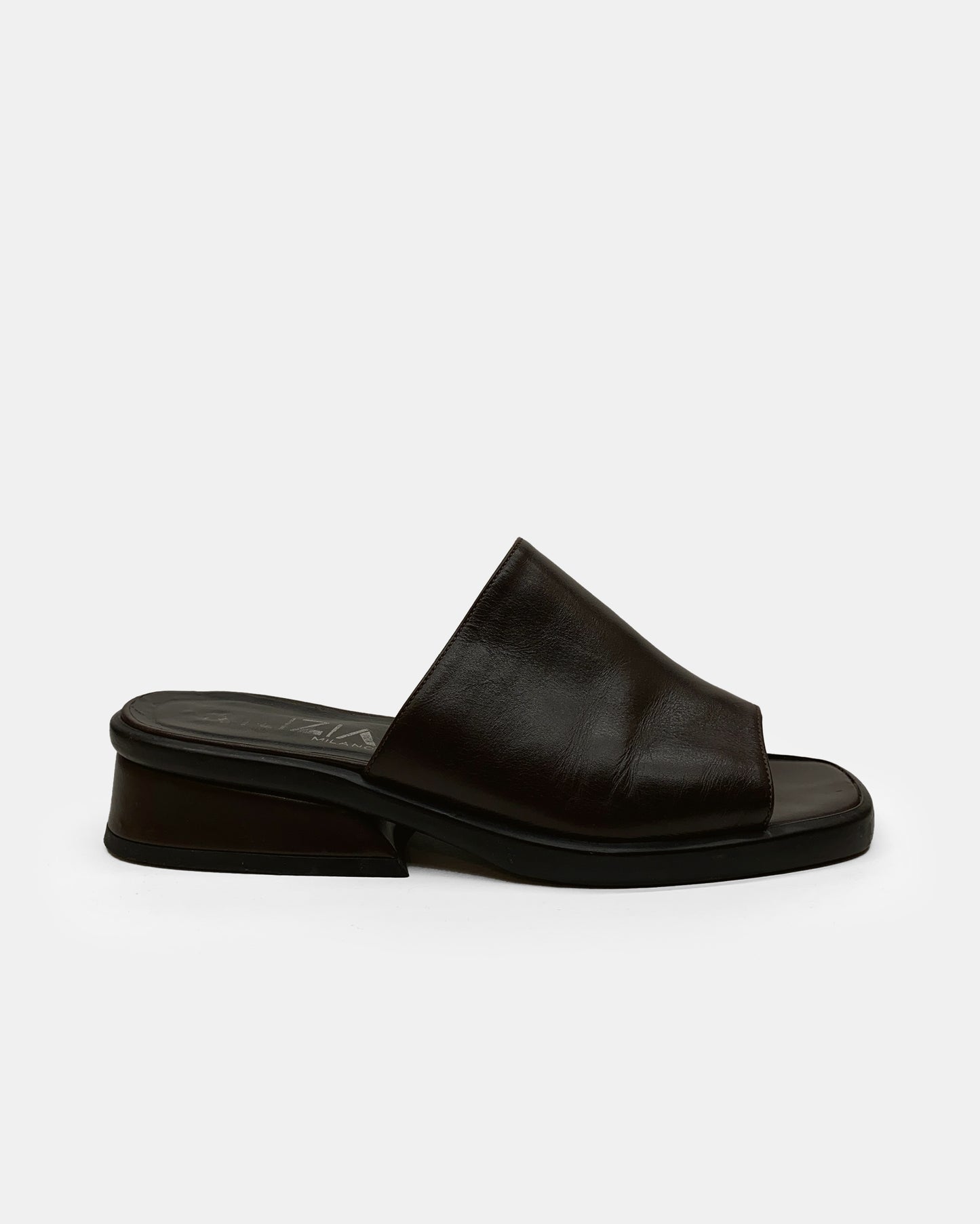 Krizia by Ilga 2000s Leather Slides Black Brown