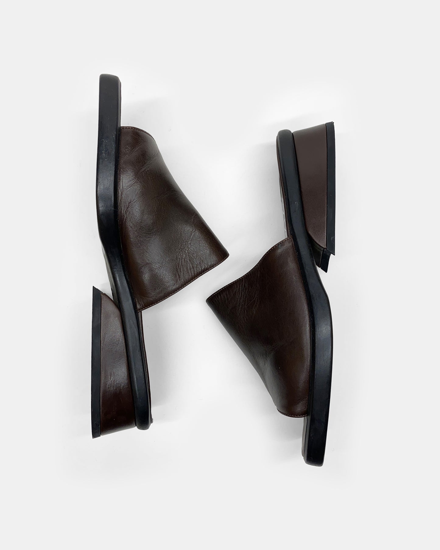 Krizia by Ilga 2000s Leather Slides Black Brown