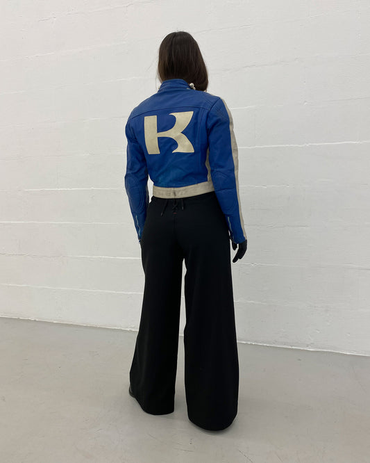Wilhelm Krawehl 1970s Racing Leatherjacket Blue White