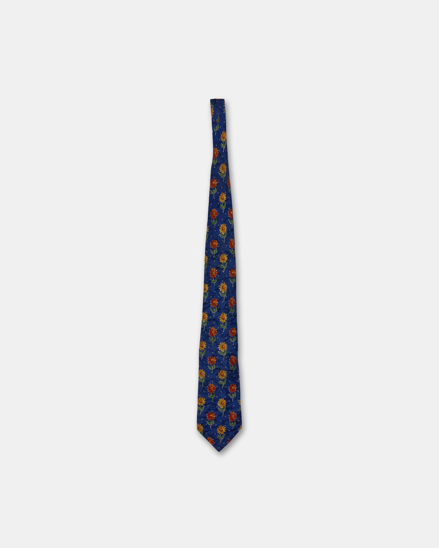 Kenzo Homme 1980s Flower Monogram Tie Blue