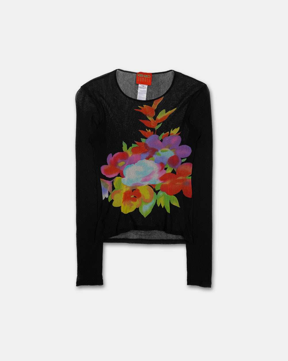 Kenzo Jungle 1980s Flower Mesh Longsleeve Top Black