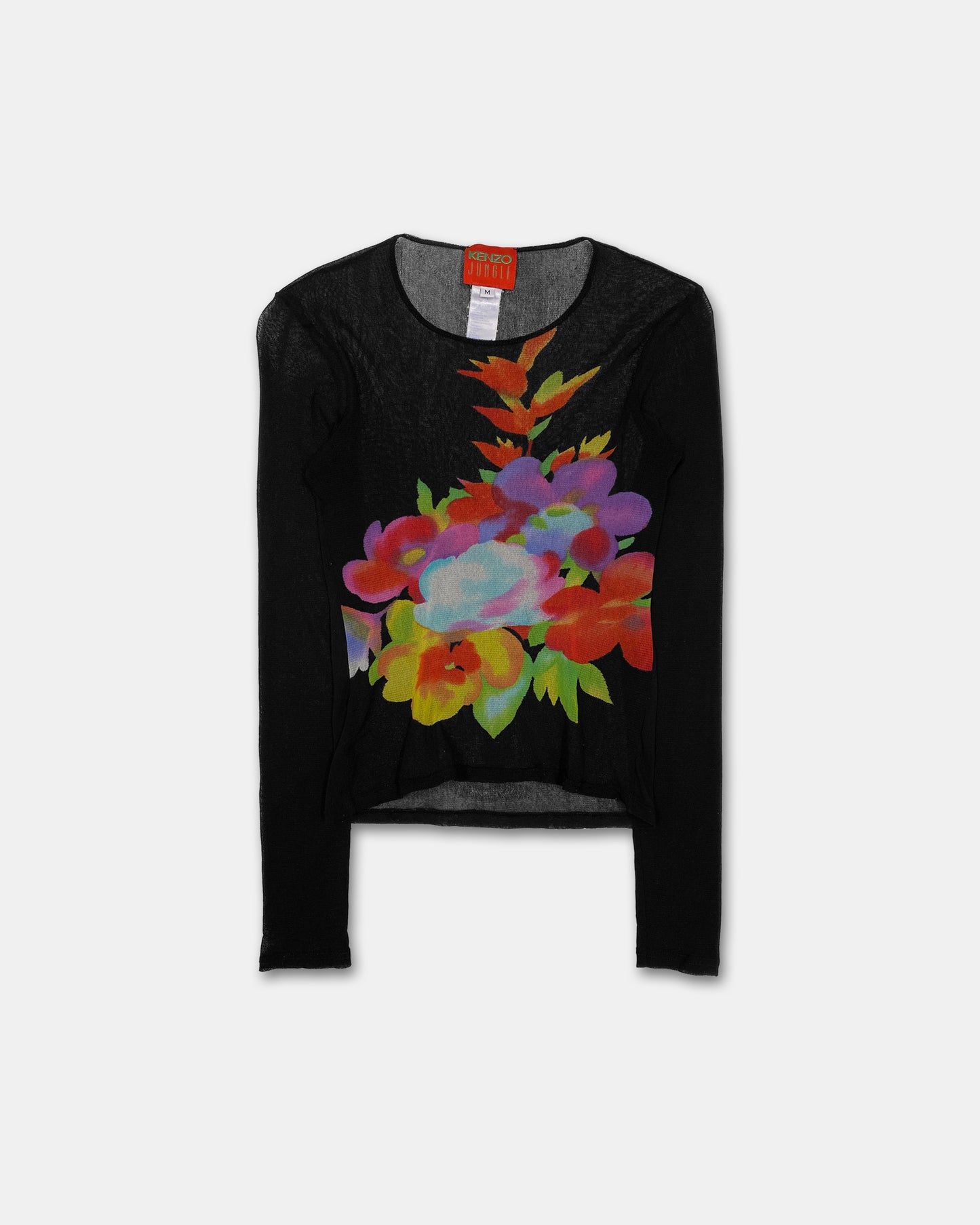 Kenzo Jungle 1980s Flower Mesh Longsleeve Top Black