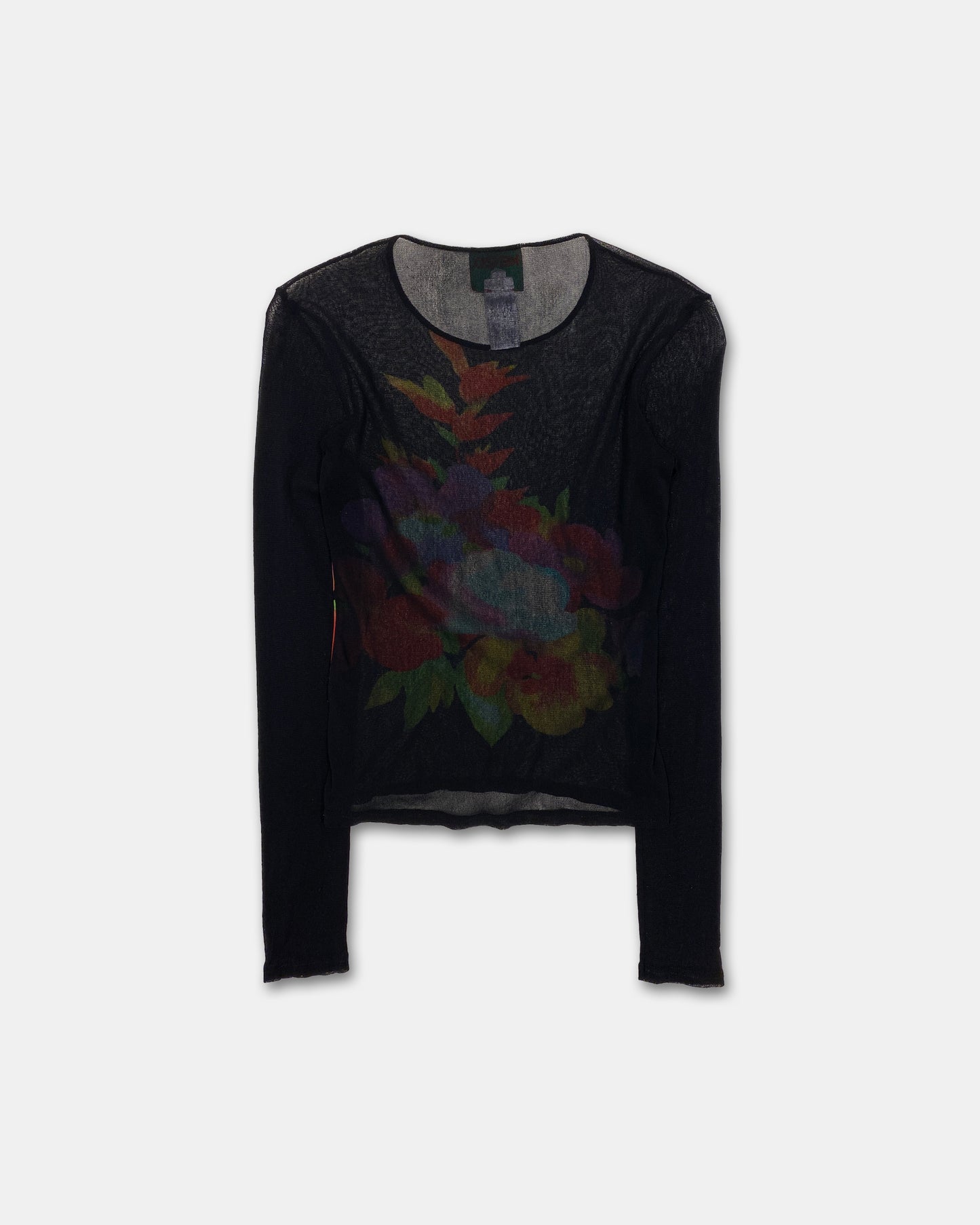 Kenzo Jungle 1980s Flower Mesh Longsleeve Top Black