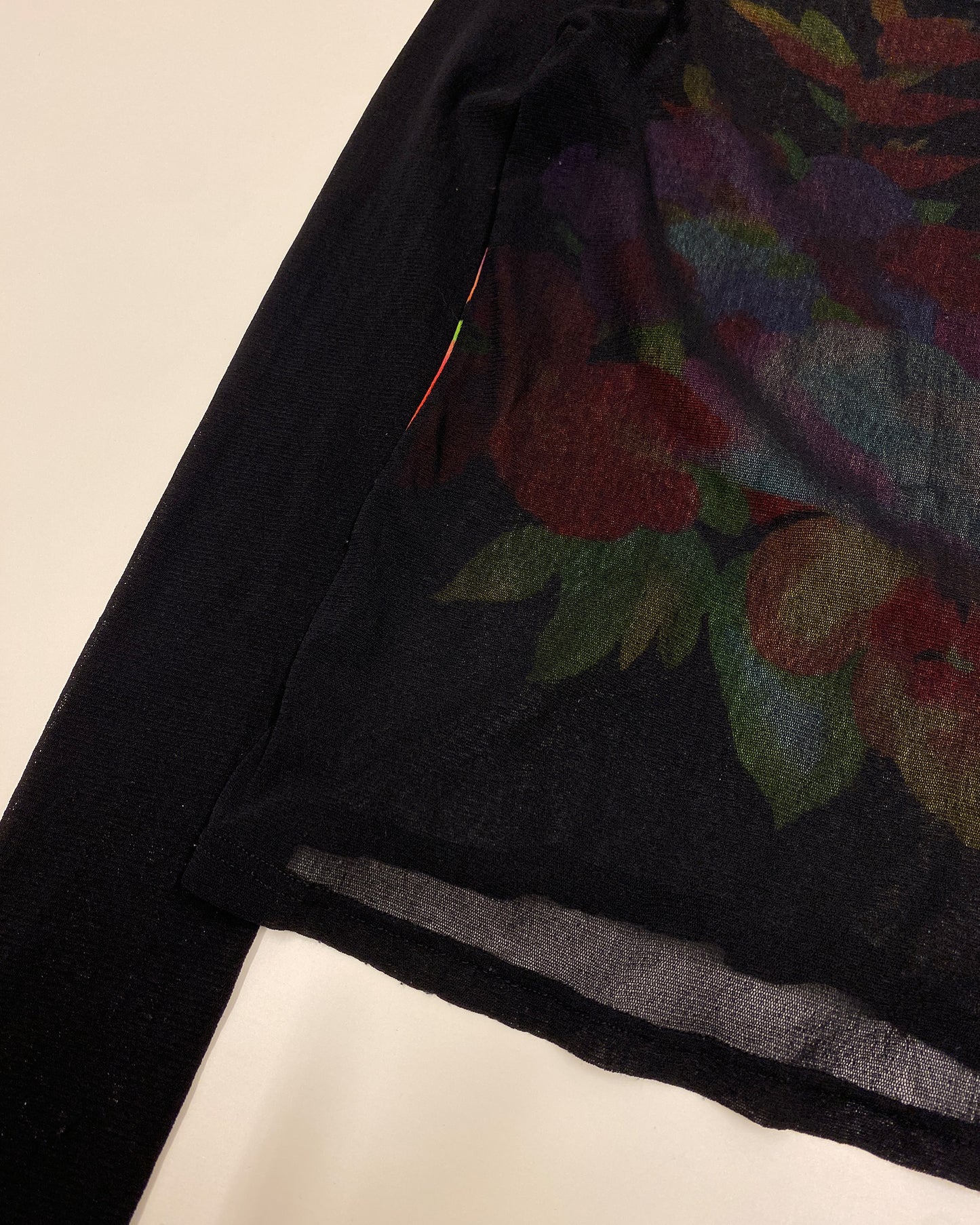 Kenzo Jungle 1980s Flower Mesh Longsleeve Top Black