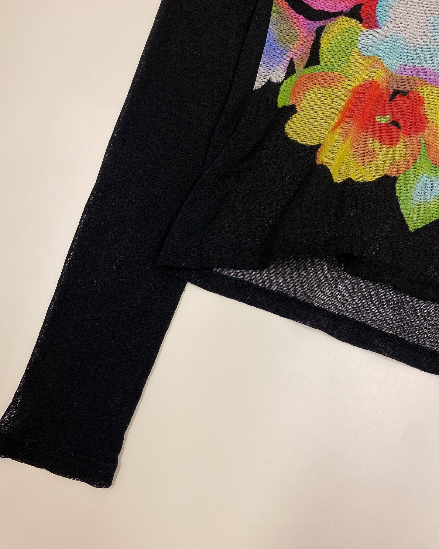 Kenzo Jungle 1980s Flower Mesh Longsleeve Top Black