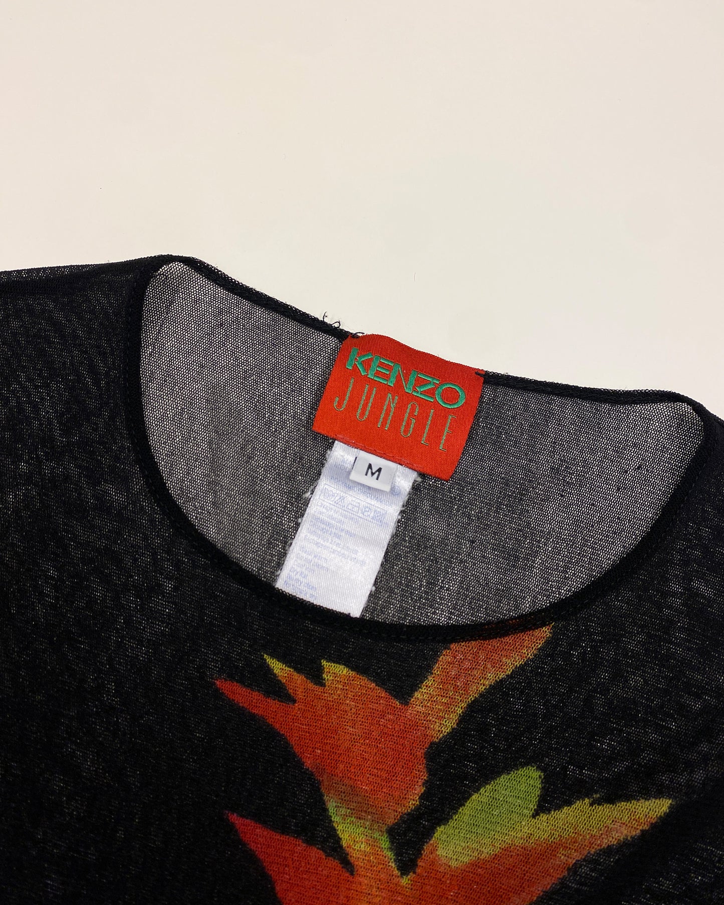 Kenzo Jungle 1980s Flower Mesh Longsleeve Top Black