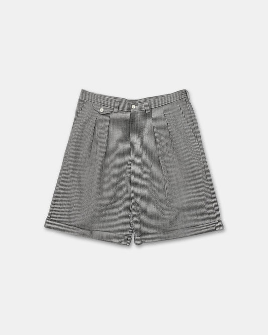 Kenzo 1990s Light Cotton Striped Shorts Black White