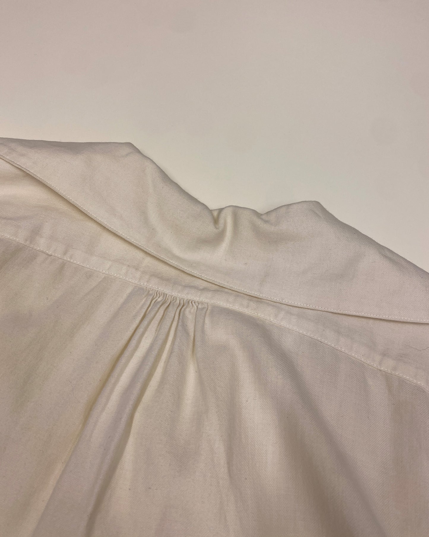 Kenzo 1980s Asymmetrical Big Collar Wool Blouse Top White