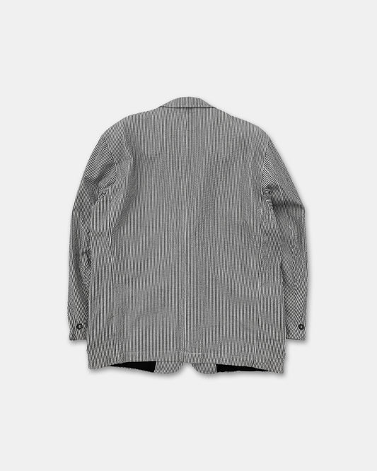 Kenzo 1990s Light Cotton Striped Blazer Jacket Black White