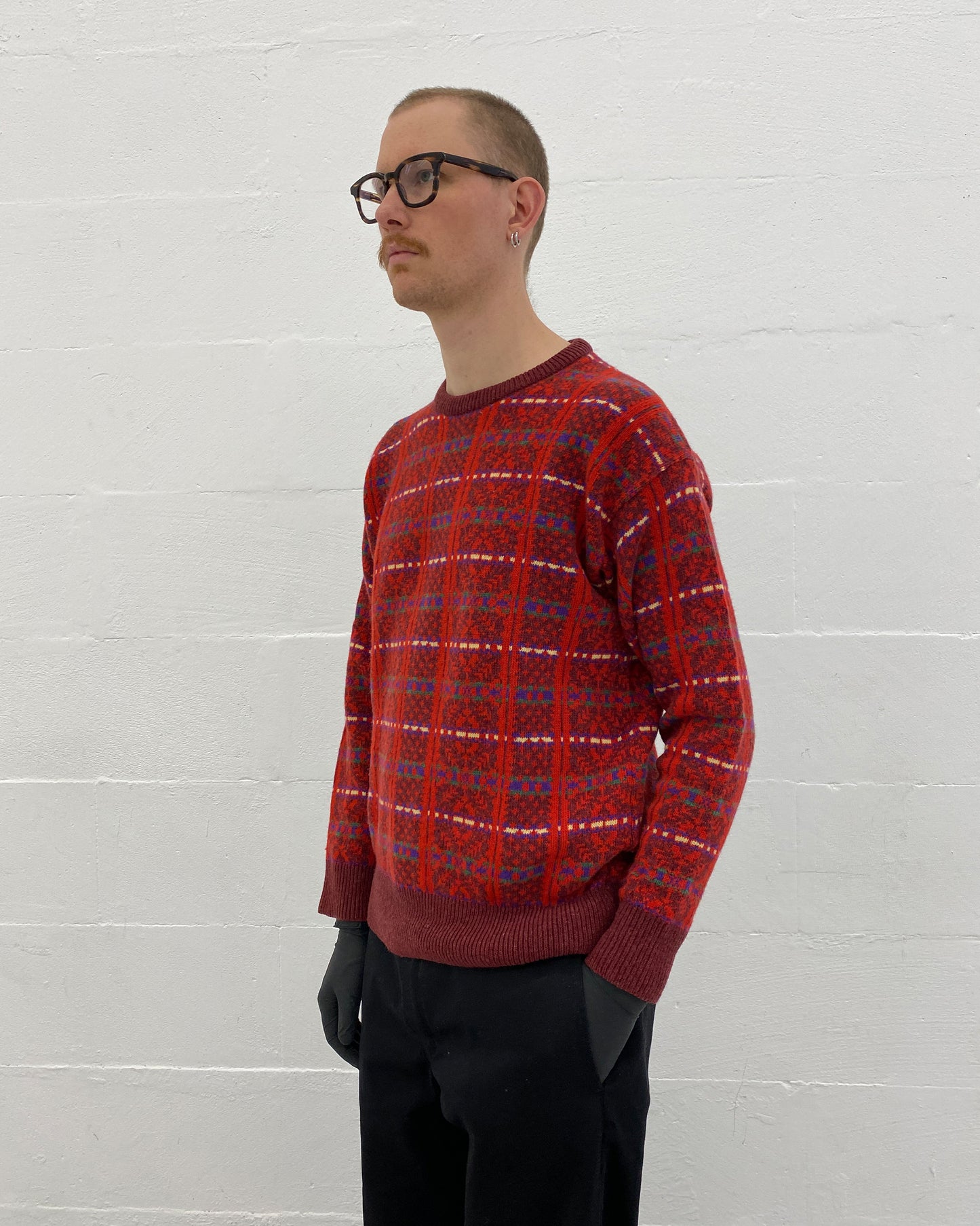 Kenzo 1980er Wollstrickpullover Rot 