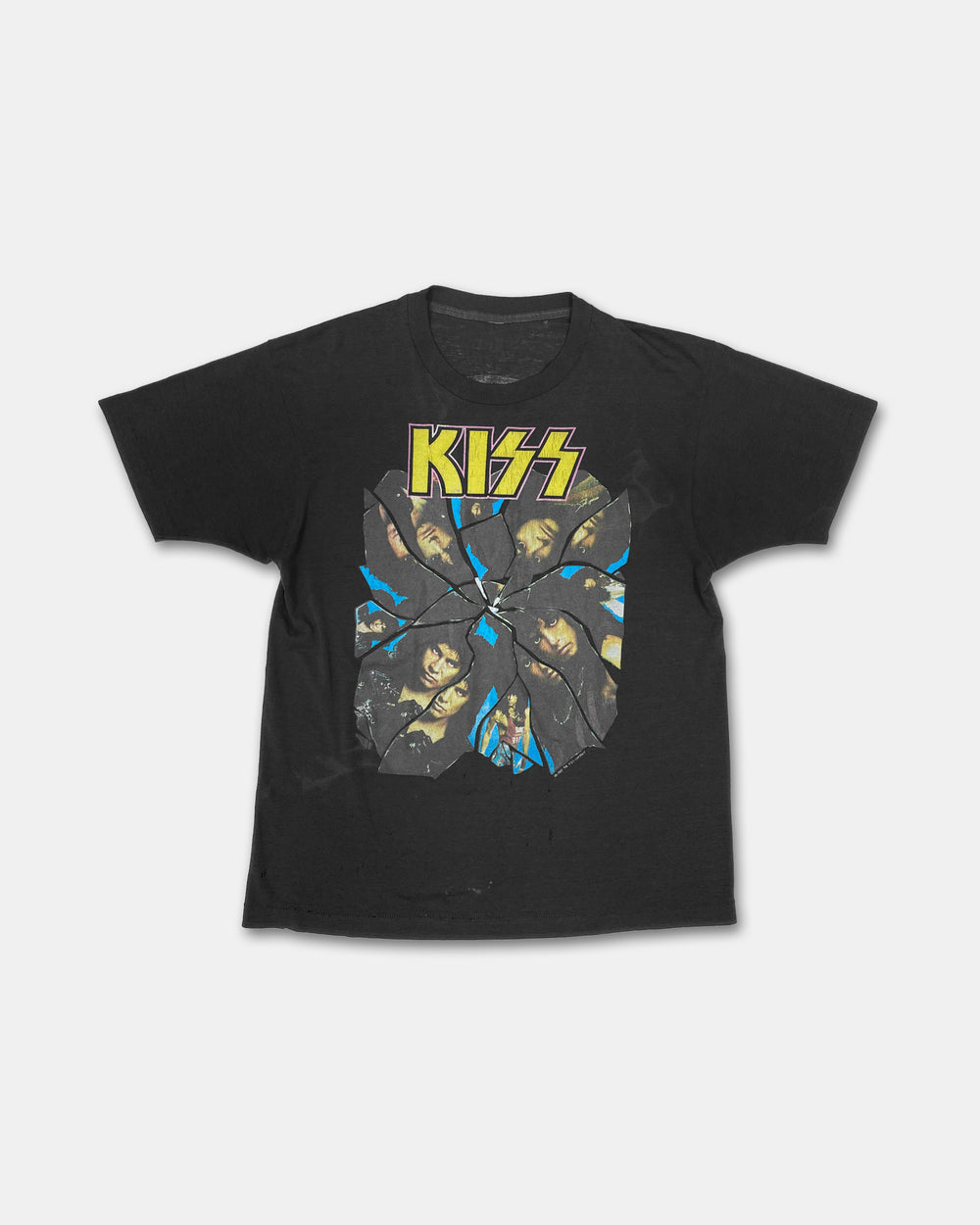Vintage 1988 Kiss Crazy Nights Album Single Stitched Band T-Shirt Faded Black