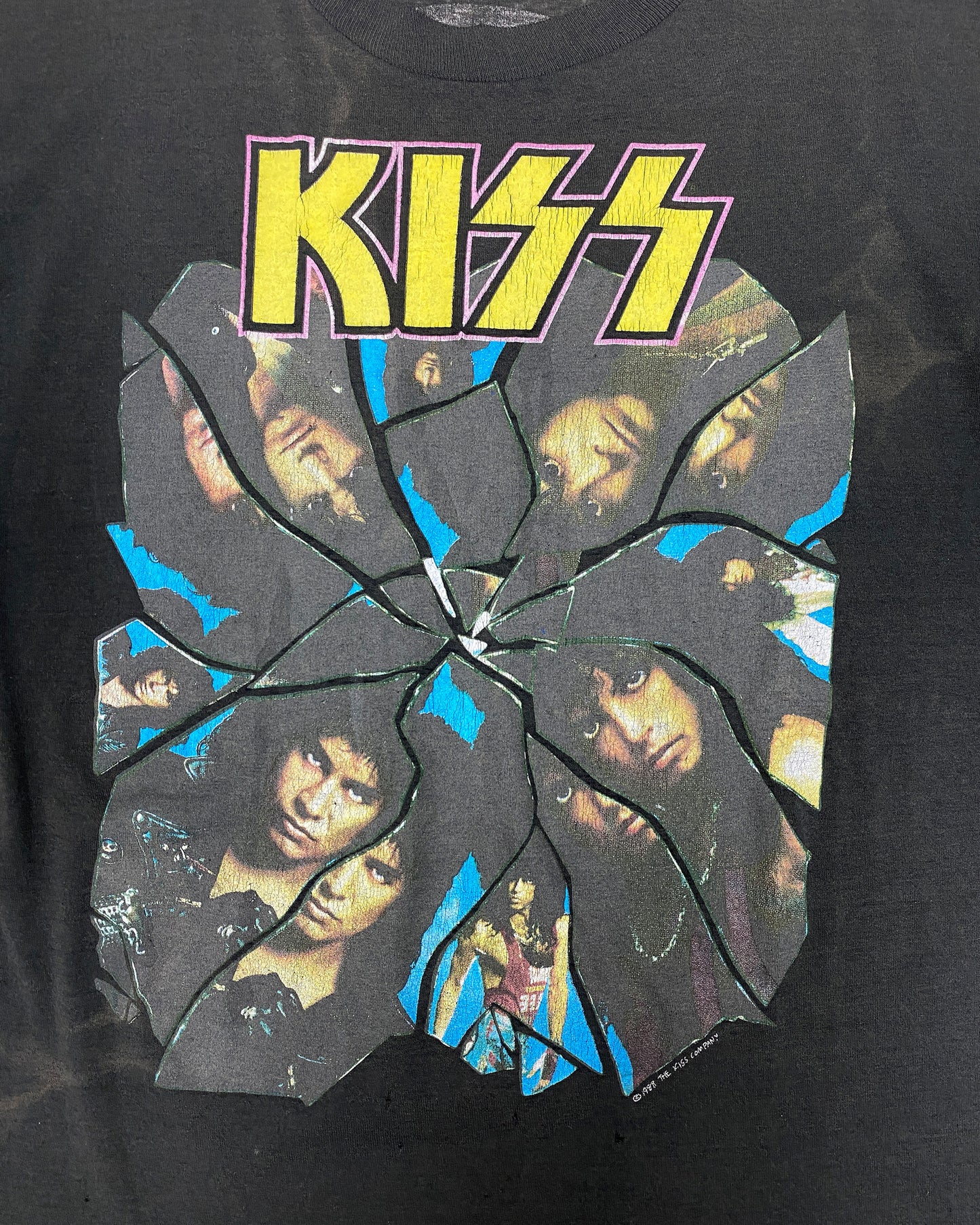 Vintage 1988 Kiss Crazy Nights Album Single Stitched Band T-Shirt Faded Black