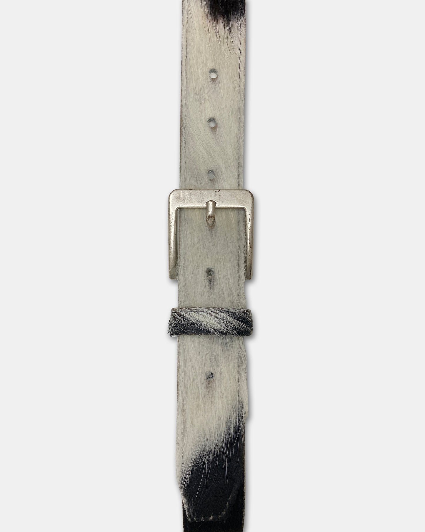 Van Buren Bolsward 2010s Cow Fur Belt White Black