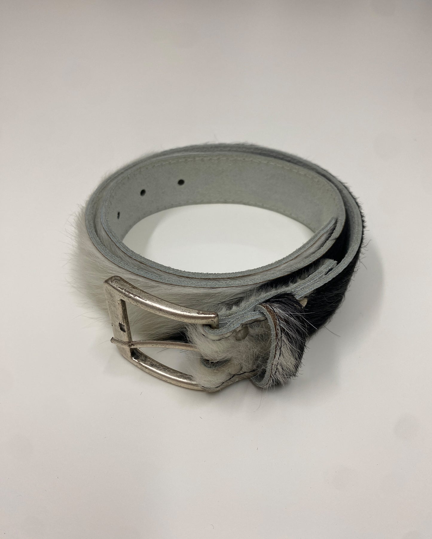 Van Buren Bolsward 2010s Cow Fur Belt White Black