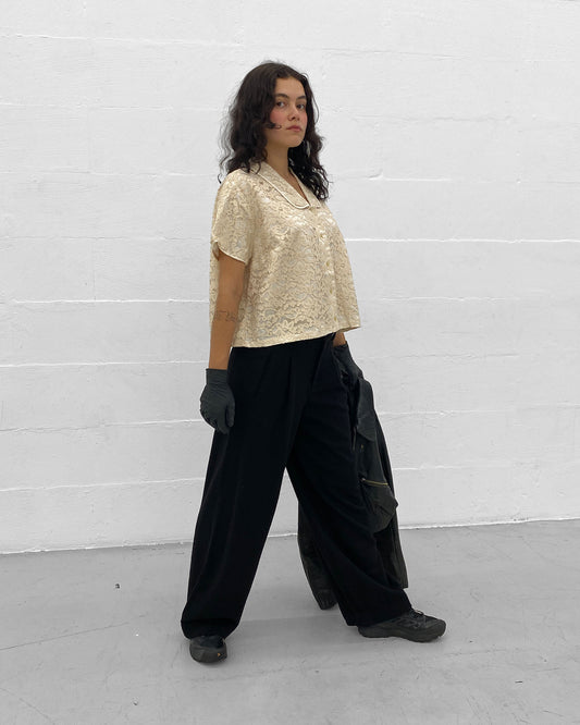 Vintage 1970s Lace Shirt Top Pearl