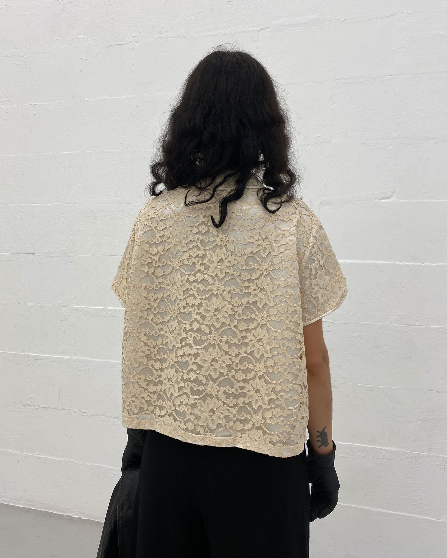Vintage 1970s Lace Shirt Top Pearl