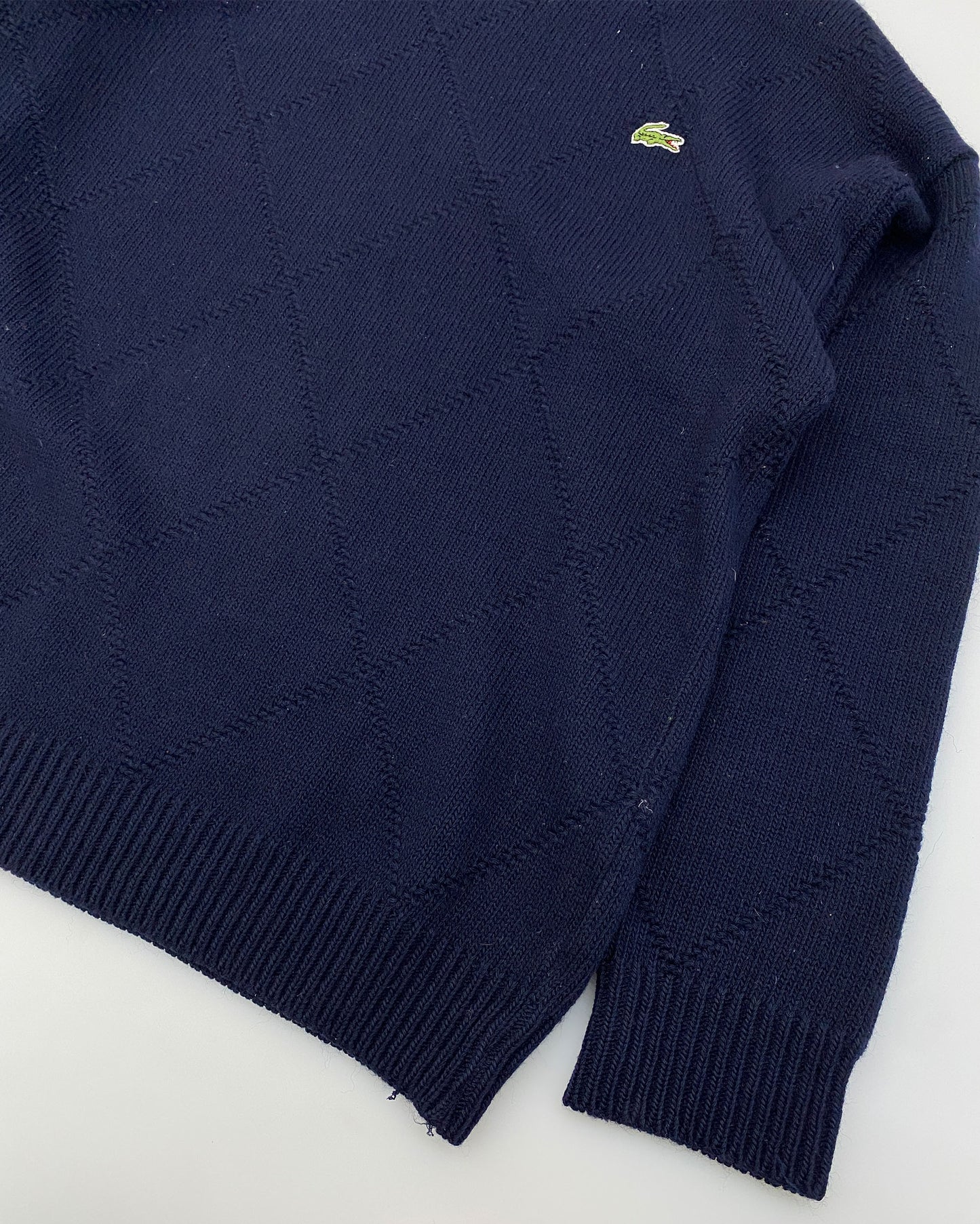 Lacoste 1980s Diamond Knit Sweater Navy