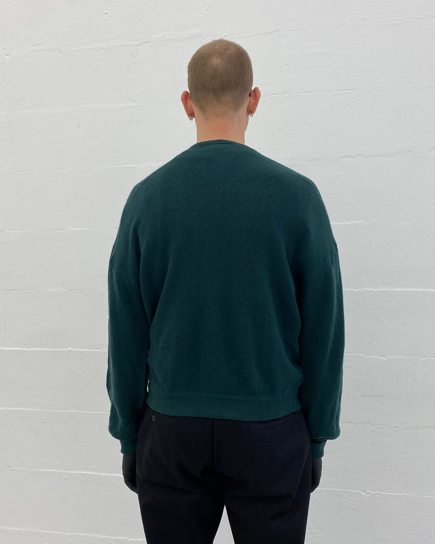 Lacoste 1980s V-Neck Wool Knit Sweater Dark Green