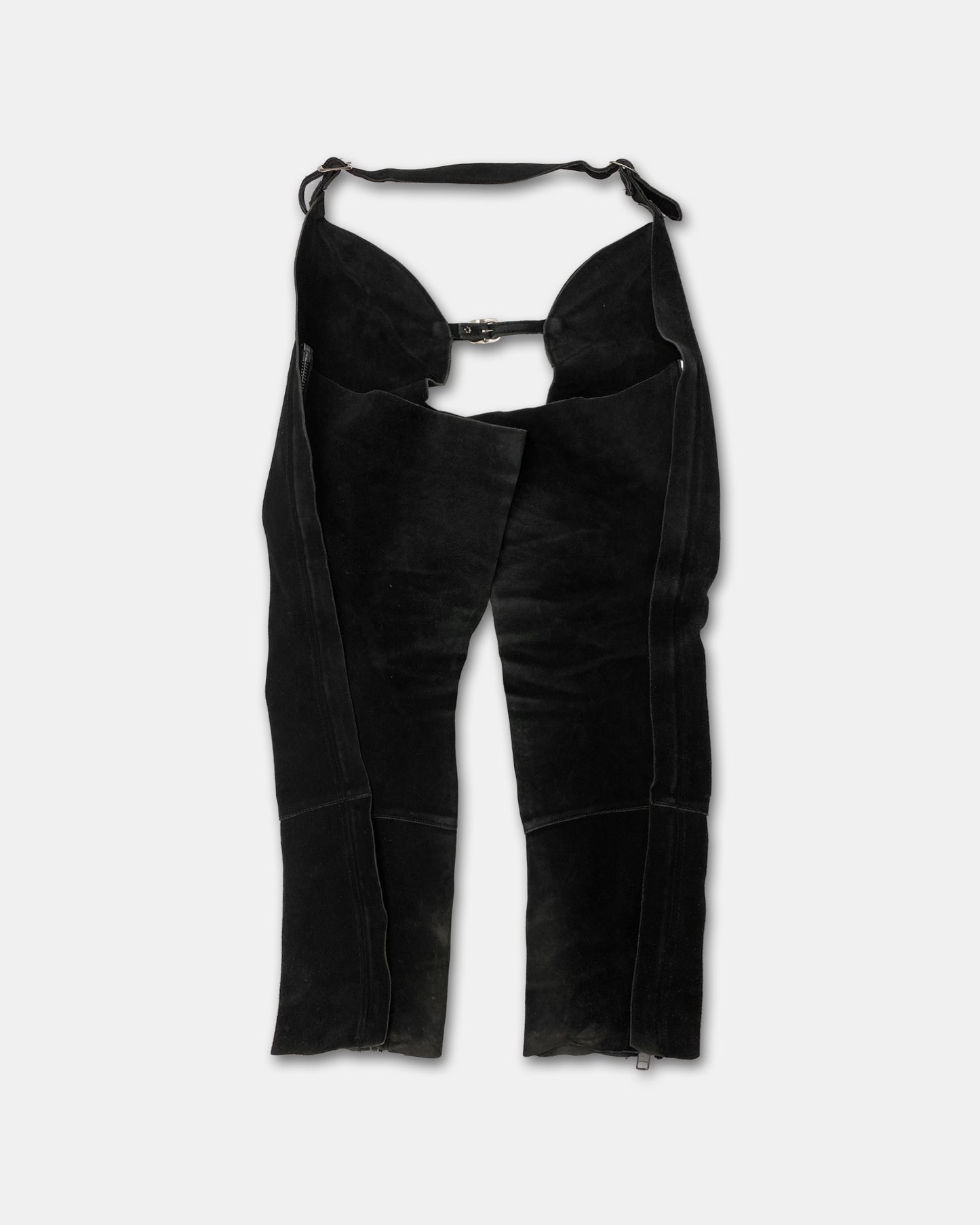Vintage 1980s Western-Chaps Suede Leather Pants Black