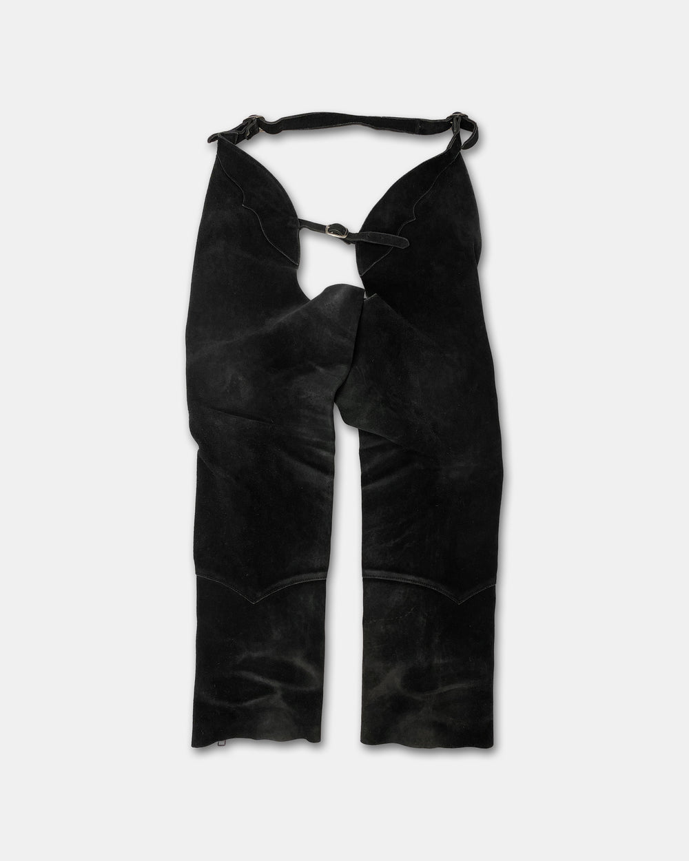Vintage 1980s Western-Chaps Suede Leather Pants Black
