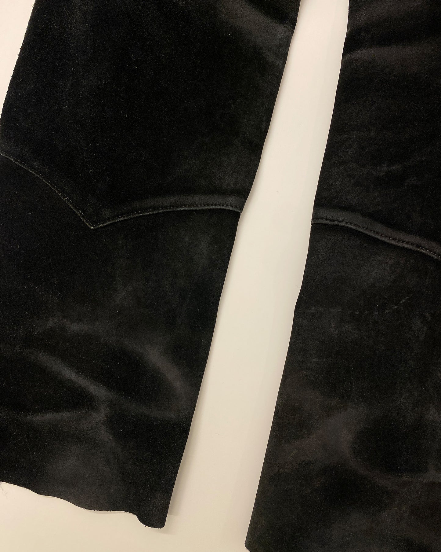 Vintage 1980s Western-Chaps Suede Leather Pants Black
