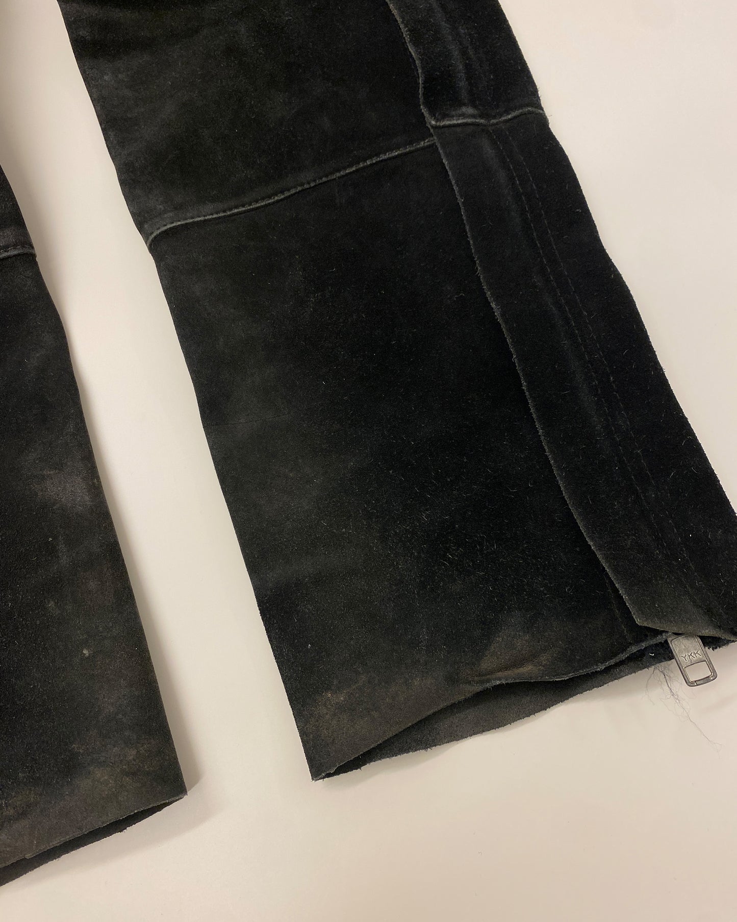 Vintage 1980s Western-Chaps Suede Leather Pants Black