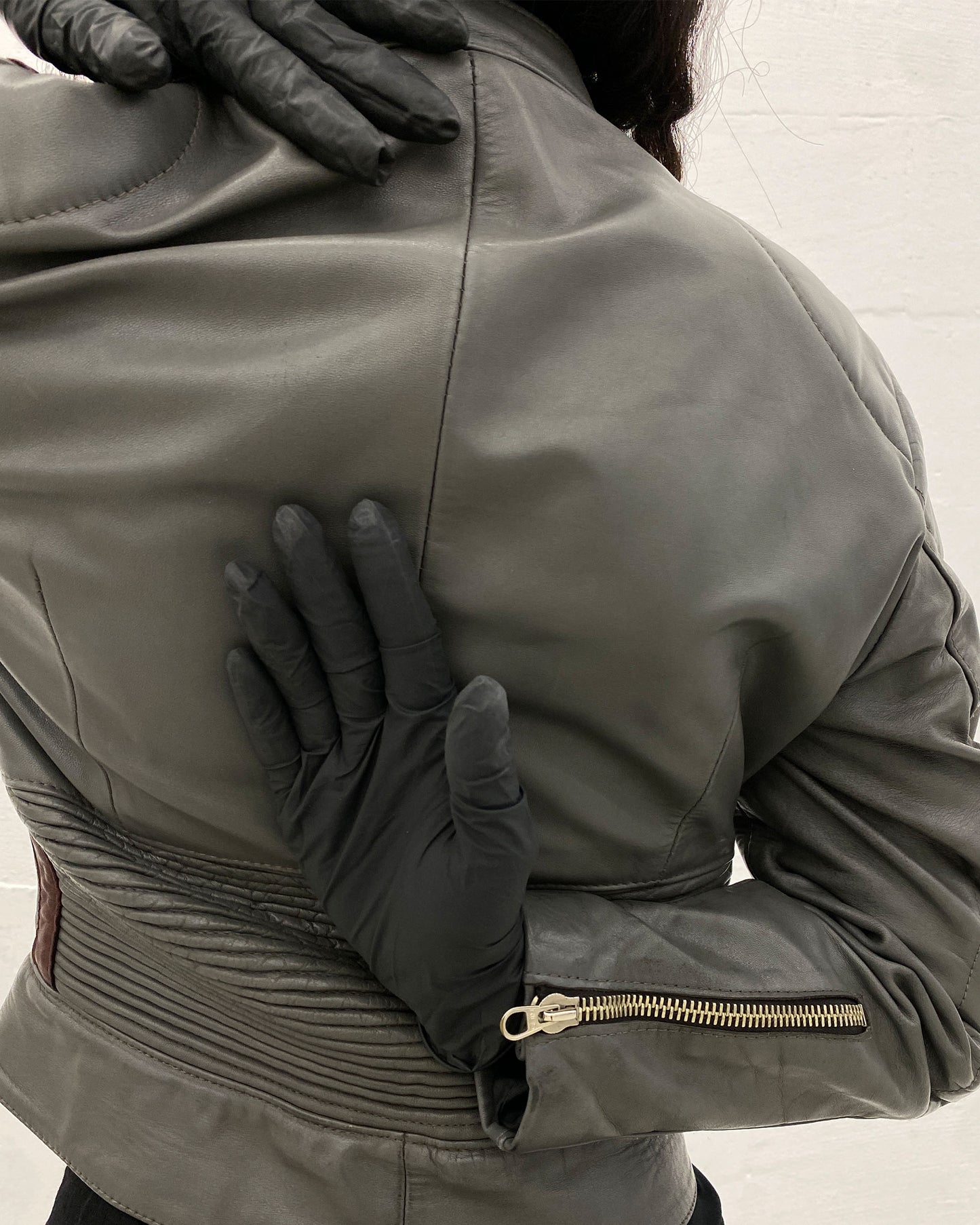 Leder Roth 1980s Biker Leatherjacket and Leatherpants Set Grey Purple