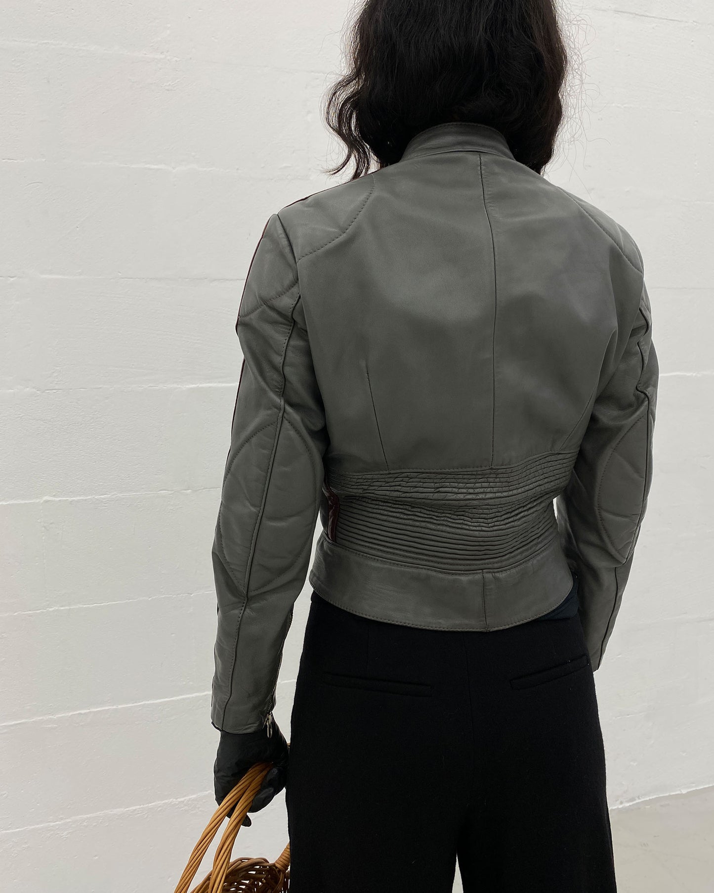 Leder Roth 1980s Biker Leatherjacket and Leatherpants Set Grey Purple
