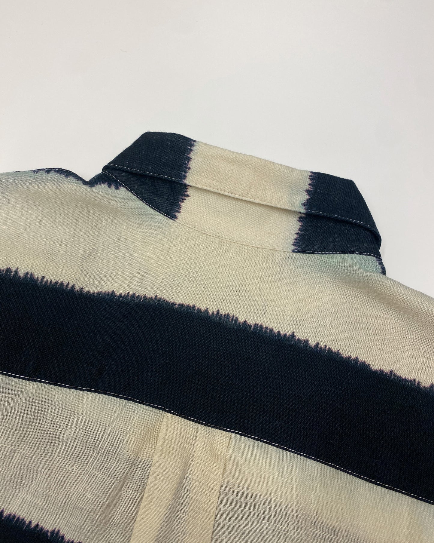 Day is Grey 1980s Striped Linen Shirt Creme Black